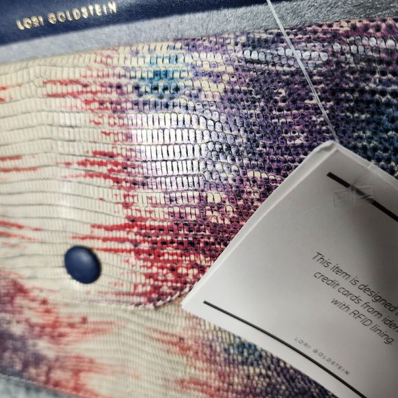 LOGO by Lori Goldstein NWT Leather Envelope Pouch with RFID Sea Blue - Picture 2 of 13